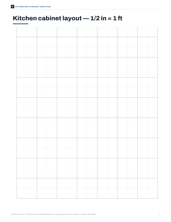 Preview of Printable Kitchen Cabinet Layout Grid